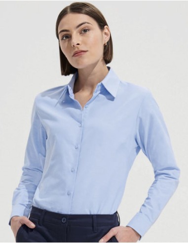 SOL-16020-Womens Oxford-Blouse Embassy Long Sleeve